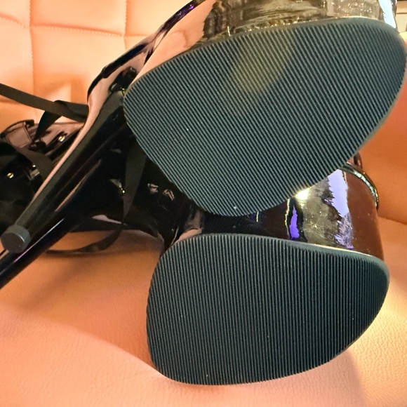 Pleaser 8" Flamingo #3028 Black Patent Thigh High Boots- Size 10 - Picture 4 of 6